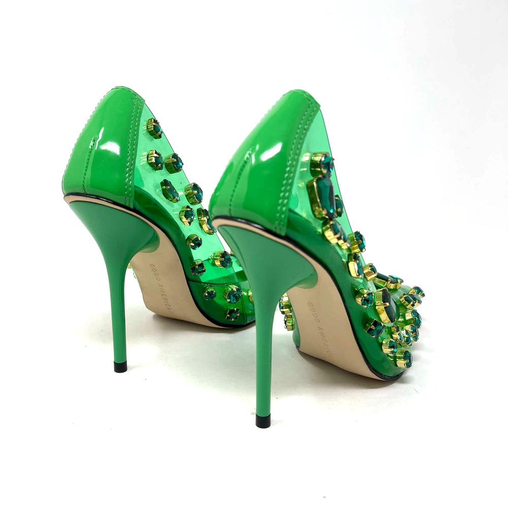 Good‎ American Jeweled Emma Heels Size 11 Summer Green GSH008-X - Picture 5 of 9